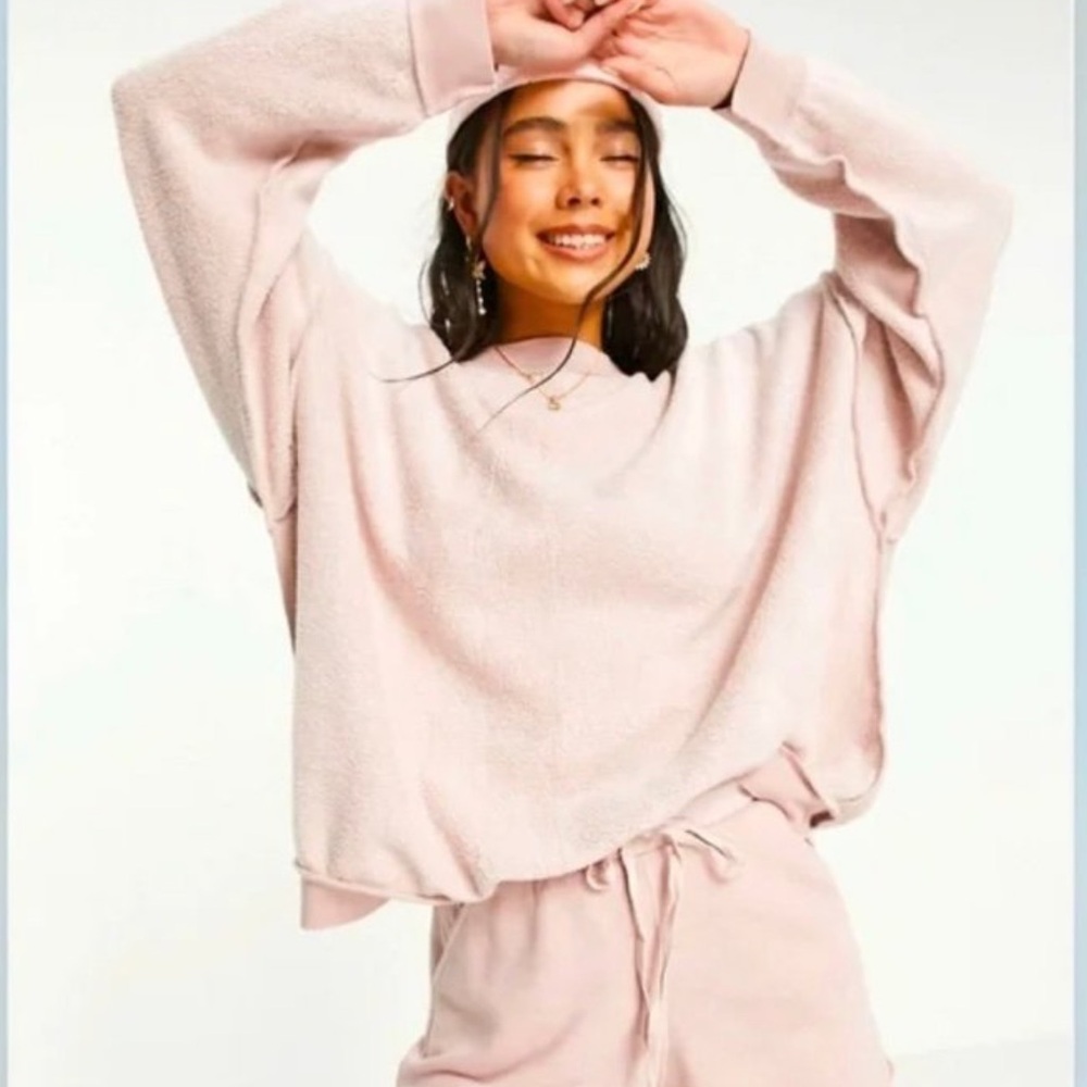 Free People FP Movement Kelly Everyday Lounge Sweatshirt Pink Rose Small